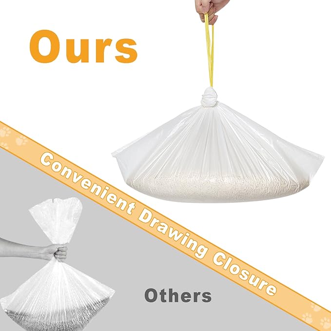 Waste Drawer Liners Bags Replacement Compatible with Litter-Robot 3/4, 60 Count Thickened Heavy Duty Cat Liner Bags with Drawstring 10-12 Gallons of Capacity