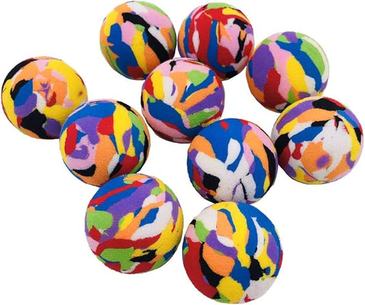 PET SHOW 10pcs Pack Cats Interactive Toys Balls for Indoor Cat 35mm Camouflage Soft EVA Foam Ball for Kitten Chase Playing Toy for Small Dogs Animals Puppies