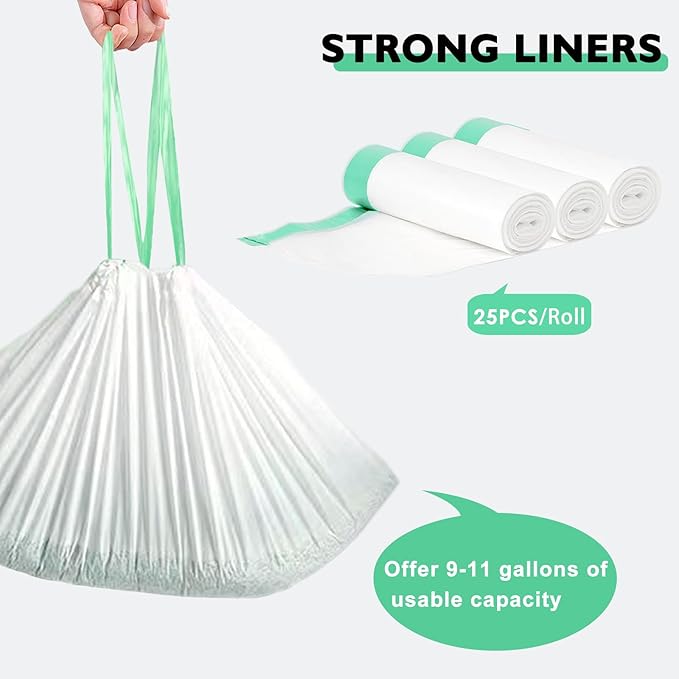 75 Pack Cat Litter Box Liner Bags Compatible with Litter Box Robot 4 and 3 Automatic Cat Litter Box, Thick Heavy Duty Drawstring Self-cleaning Litter Box Waste Drawer Liners, 9-11 Gallons Trash Bags