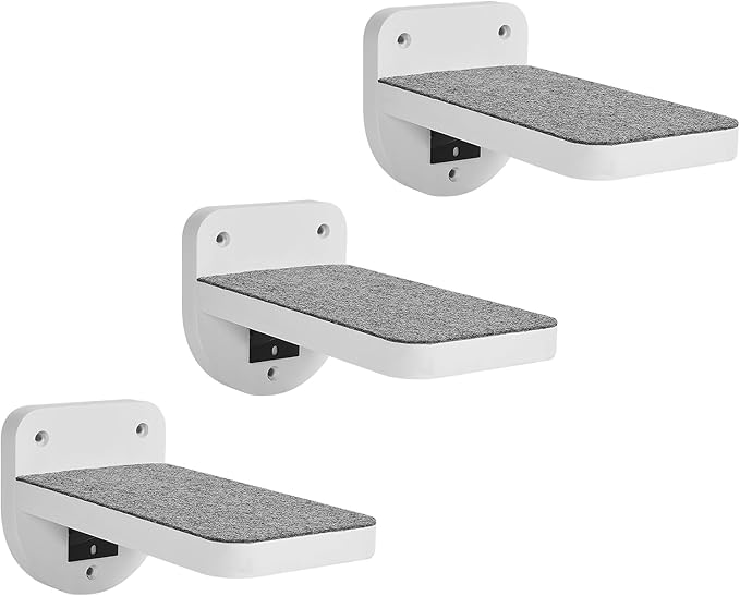 Set of 3 Natural Wood Cat Steps for Wall -Wall Mounted Cat Stairs Shelves, Cat Climbing Ladder, Cat Shelf and Perches for Wall - Holds up 30lbs