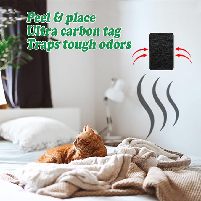 KLC Cat Box Deodorizer|Natural Charcoal Patch|2-Pack|Cat Litter Box Odor Eliminator|Cat Litter Odor Air Freshener|Litter Box Odor Control|Odor Absorber for Cat Odor Home|Cat Urine Strong Odor Remover