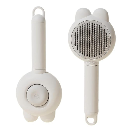 YINGFAN Cat Brushes for Indoor Cats, Self Cleaning Cat Brush for Shedding, Cat Hair Brush with Release Button, 7.9 Inch (White)