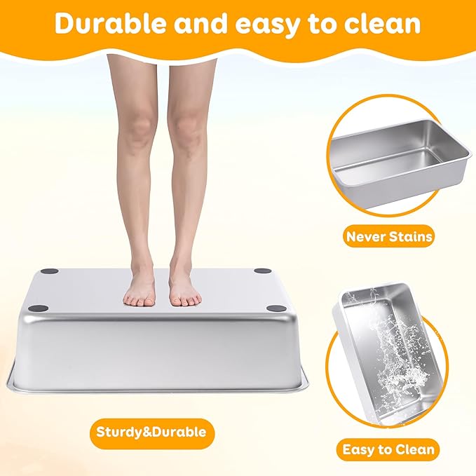 Enclosed Stainless Steel Litter Box with High Sides, Top Entry Jumbo Cat Litter Box with Lid, Covered Metal Extra Large Litter Box for Big Cats, Durable, Anti Leakage, Odorless, Non-Sticky, FOXORU