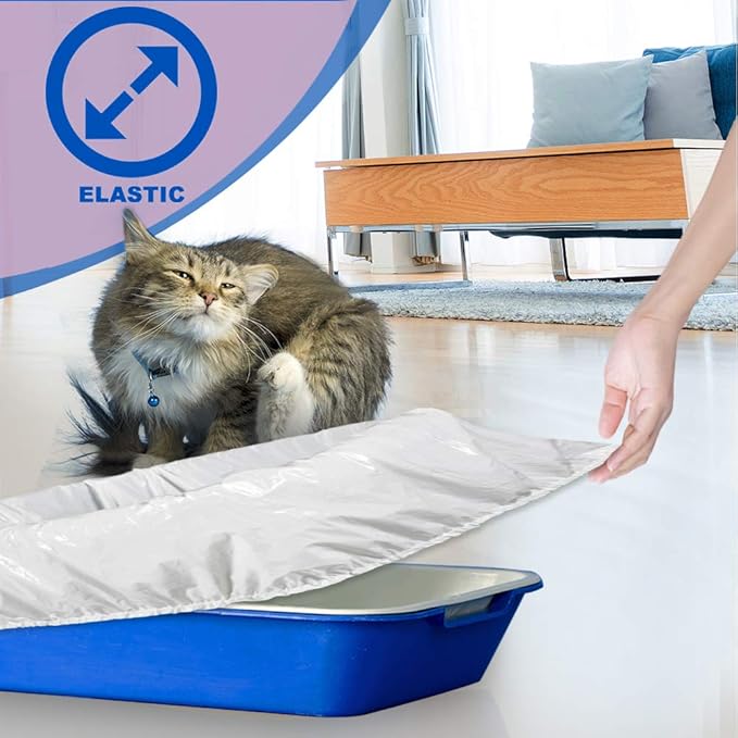 Alfapet Kitty Cat Pan Disposable, Elastic Sifting Liners- 5-Pack + 1 Solid Transfer Liner -for Large, X-Large, Giant, Extra-Giant Size Litter Boxes- with Easy Fit Sta-Put Technology - Pack of 2