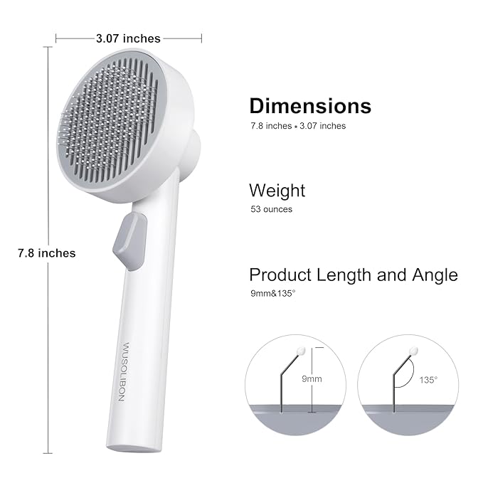 Cat Brush for Shedding with One-Click Button, Cat Brushes for Indoor Cats, Cat brush suitable for long or short haired cats, easy to remove loose hair, pet massage brush