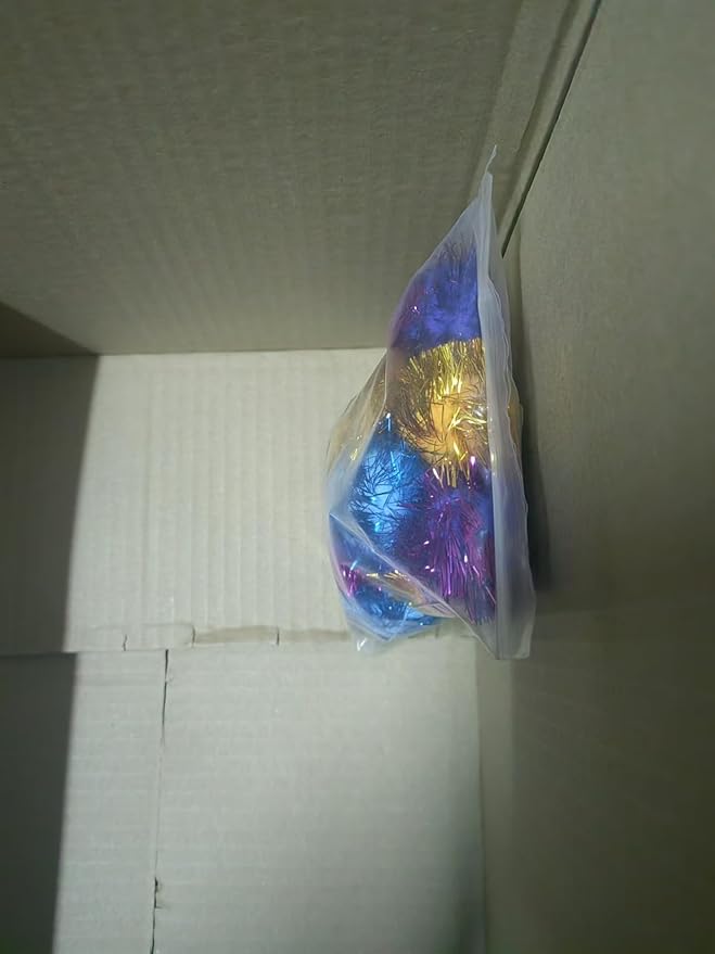 20 Pack 2 Inches Cat Sparkle Balls for Cats Large Size, Glitter Pom Poms Fuzzy Cat Balls Tinsel Balls for Cats Kitten Indoor Assorted Color Random