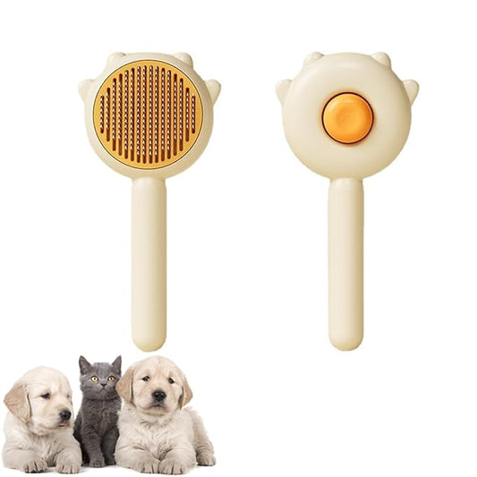 Cat Brush, Magic Pet Comb, Pet Hair Cleaner Brush, Pet Grooming Cat and Dog Brush, Self Cleaning Cat Brush, Cat Grooming Brush, Cat Shedding Brush, Cat Brush for Long Hair Cats (Yellow)