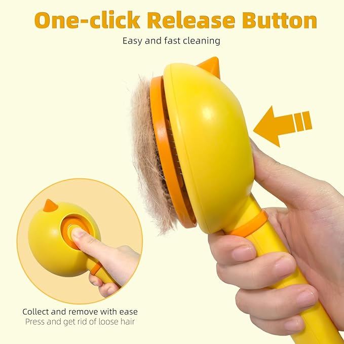 Cat Brush for Shedding, Self-Cleaning Slicker Brush for Indoor Cats, Gently Remove Loose Fur Undercoat, Pet Grooming Massage Deshedding Tool, Suits Long & Short Haried Cats