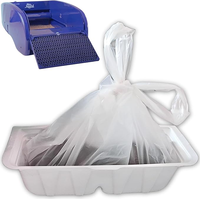 EcoLeo, Compatible with LitterMaid & Nature's Miracle Waste Receptacles, Compostable Certified, Plastic-Free, 60 Refill Bags with Handles, Use in Self-Cleaning Litter Box Waste Trays