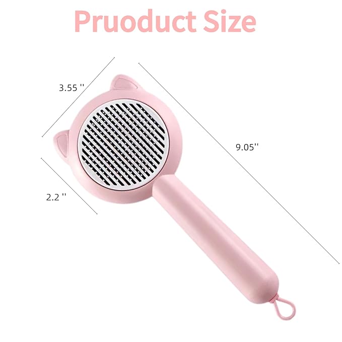 Cat Brush with Self Cleaning Button,Cat Hair Brush for Shedding,Pet Grooming Brush for Long or Short Haired Cats & Dogs,Easy to Removes Loose Fur,Pink