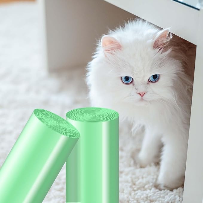 Cat Waste Drawer Liners, 25 Count Per Roll, 2 Rolls Pack, Durable and Tear-Resistant, Fits 9-11 Gallon Drawers, Versatile Use for cat litter box liners, kitchen,office,home, car trash can.