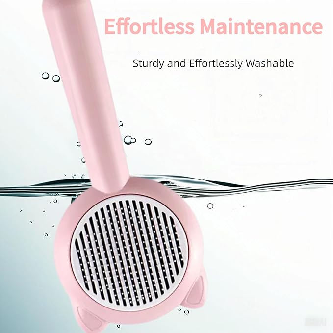 Cat Brush with Self Cleaning Button,Cat Hair Brush for Shedding,Pet Grooming Brush for Long or Short Haired Cats & Dogs,Easy to Removes Loose Fur,Pink
