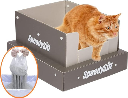 V1 Open-Top Litter Box Starter Kit, Includes 56ct Disposable Sifting Liners, Plastic Cardboard Box