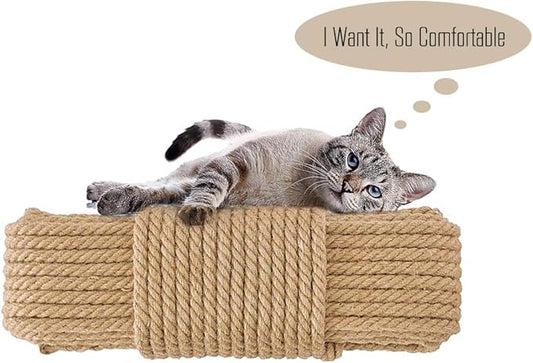 Aoneky Replacement Cat Scratching Post Sisal Rope - Hemp Rope for Cat Tree and Tower (1/4'' 328 Ft)