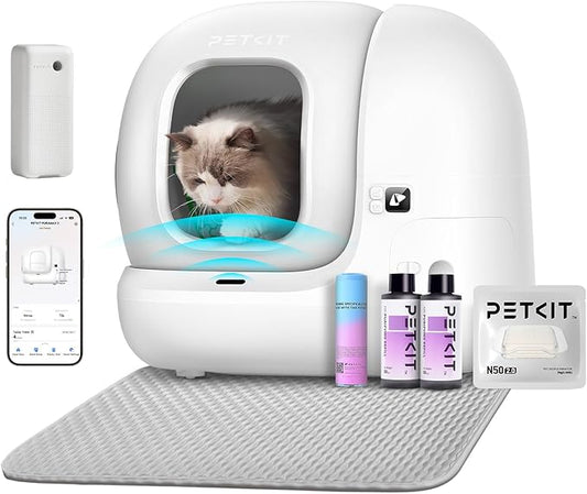 PETKIT PuraMax 2 Self Cleaning Cat Litter Box, Upgraded Seal Performance Automatic Cat Litter Box for Multiple Cats Includes K3 and N50 2.0, App Control/xSecure/Odor-Free