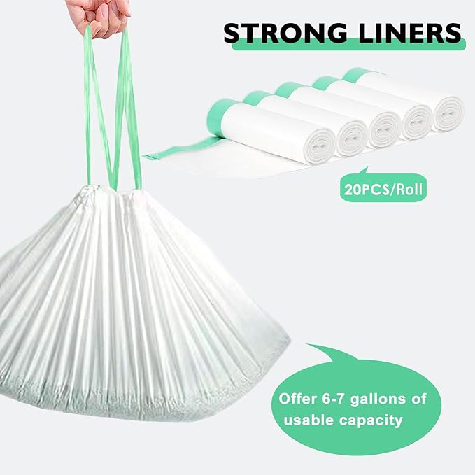 100 Pack Cat Litter Box Liner Bags Compatible with Self-cleaning Cat Litter Box, Thick Heavy Duty Drawstring Automatic Cat Litter Box Waste Drawer Liners-19" x 18"