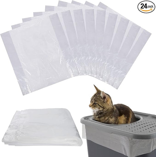 MEWTOGO 24 Pcs Litter Pan Liners Fit for Petmate Brand, Compatible with Top Entry Litter Pans Model, Durable Thickened Replacement Liner Bags for Disposal of Cat Waste