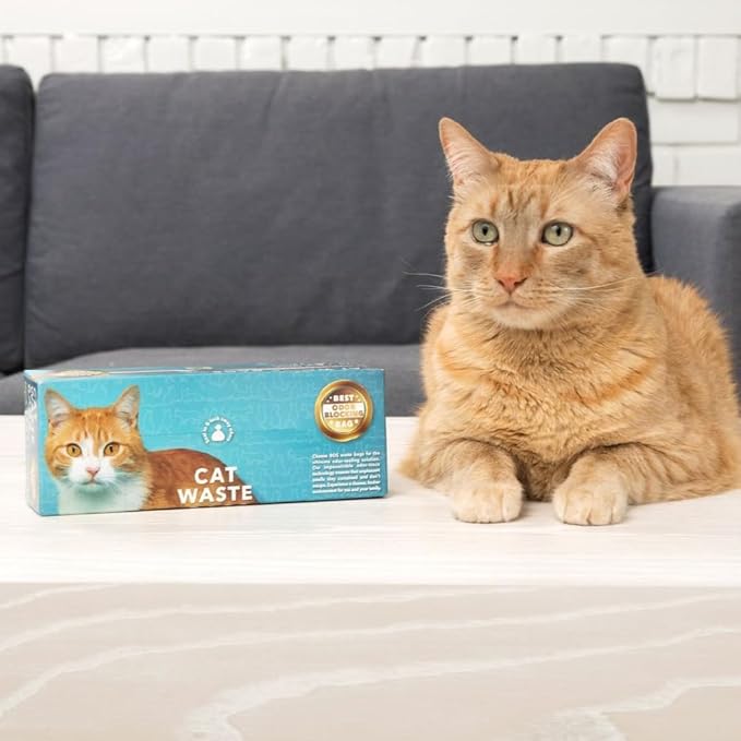 Best Odor-sealing Cat Waste Disposal Bags, BOS - Durable and Smell-free [Size: M, Color: Light blue] (90 Count, Pack of 2) (180 Bags)★Brand-new packaging design ★NOT a litter box liner