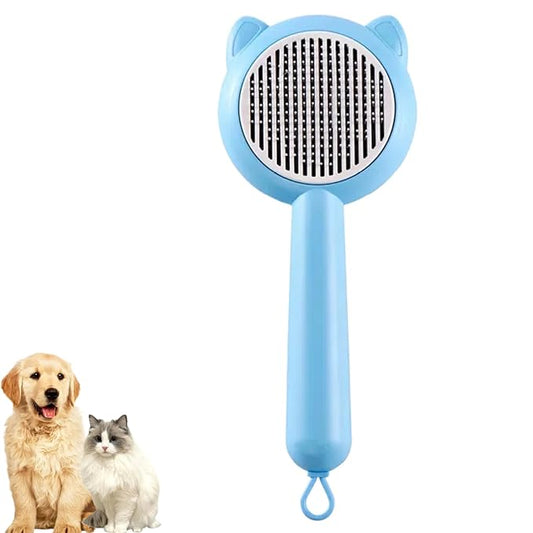Cat Brush for Shedding，Pet Grooming Brush for Cats & Dogs，Cat Hair Brush with Self Cleaning Button,Deshedding Brush Easy to Removes Loose Fur