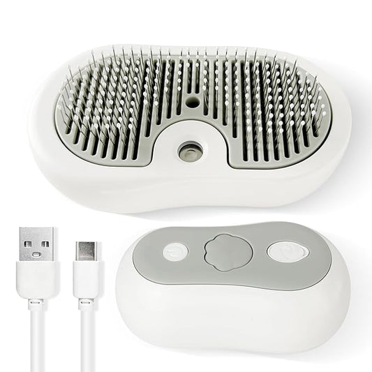 Cat Brush for Shedding Rechargeable Cat Steam Brushes for Indoor Cats Self-Cleaning Pet Grooming Tool for Long and Short Hair Steamy Dog Comb Cat Deshedding Hair Brush, Grey