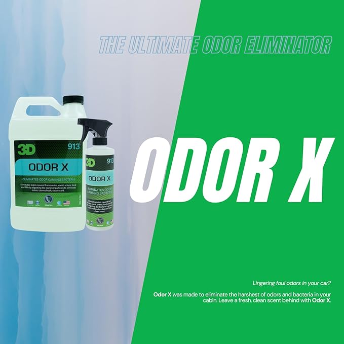 3D ODX - Automotive Odor Eliminator - Deodorizes Pet, Food, Smoke, & Other Linger Odors - Fresh Clean Scent - Great for Car, Home, Office Use