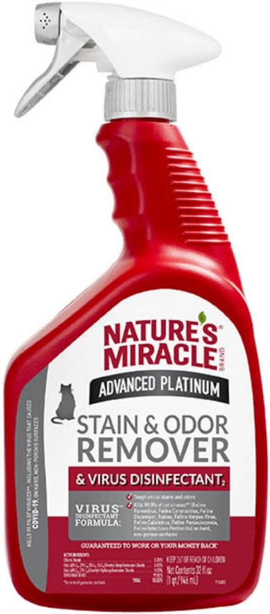 Nature’s Miracle Advanced Platinum Stain And Odor Remover And Virus Disinfectant 32 Ounces, Eliminates Tough Dog Messes