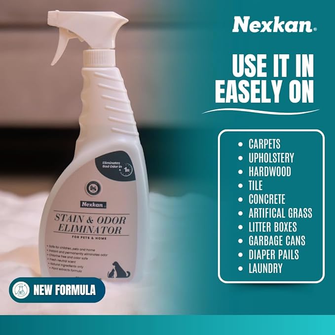 Stain & Odor Eliminator for Pets and Home-Spray-Strong Odors-Liter Deodorizer-for Urine-Poop-Carpet Cleaner-Smell Remover-Absorber-Color Safe-Natural Scent Neutralizer for Dogs & Cats- 28 oz.