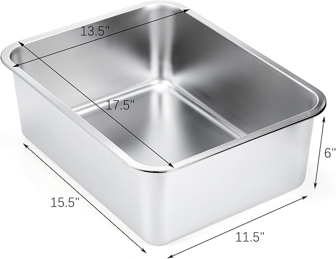 Stainless Steel Cat Litter Box - Scoop Free Cat Litter Boxes, Metal Litter Box, Stainless Steel Litter Box Easy to Clean, High Sided Litter Box, Ideal for Cats Rabbits Hamsters(Small)