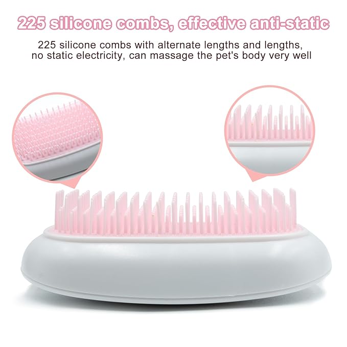 Electric Massage Cat Brushes, Pet Grooming Brush Easily Removes Tangles, 255 Massage Nodes for Relieving Tension, Tight Muscles, and Stiffness-1 pack pink
