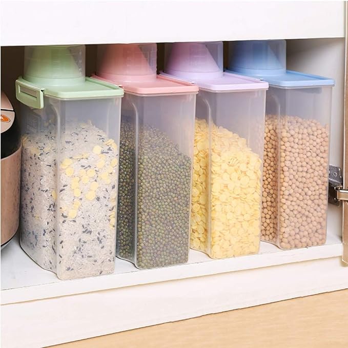 Pet Food Storage Container with Graduated Cup and Seal Buckles Food Dispenser for Dogs Cats (Green)