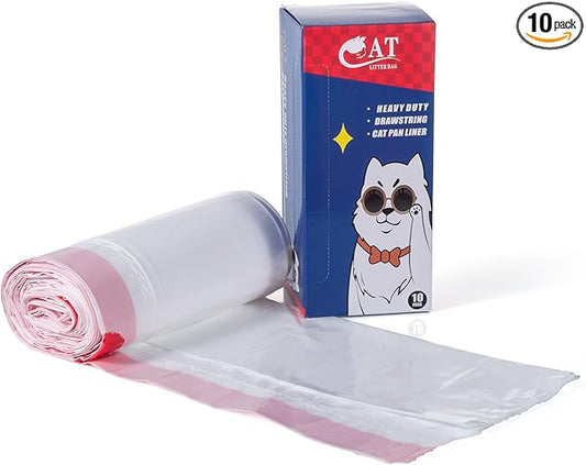 Litter Box Liners, Disposable Cat Litter Liners, Heavy Duty Plastic Litter Box Liners, Jumbo Size: 36 * 19 inch, Close & Scratch Resistant (10 Count, Scent Free)