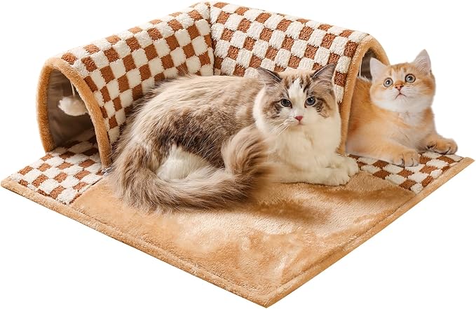Marchul Cat Tunnel Bed for Indoor Cats, 2 in 1 Cat Bed and Tunnel Cat Toys, 62cm(24.5in) Cat Tunnel, with 3D Rebound Foam, Detachable & Washable Pet Bed and Play Tunnel, Non-Slip Bottom