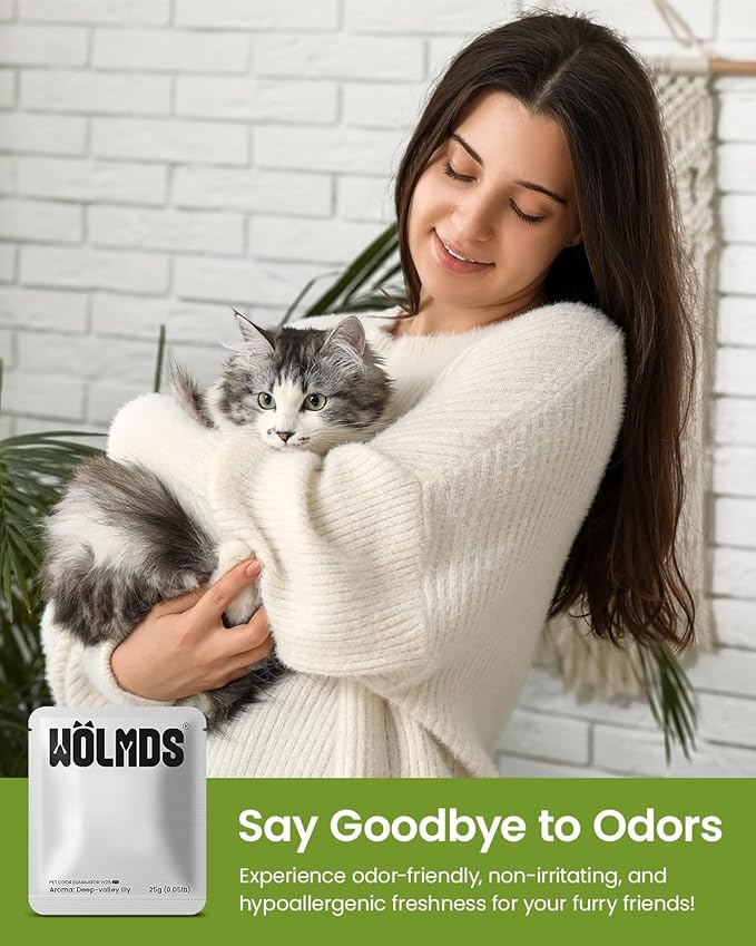 Odor Eliminator for Self-Cleaning Cat Litter Box – WOLMDS Cat Litter Deodorizer Gel for Strong Odor Absorber with Lily Aroma for Automatic Litter Boxes, Cat Essentials for Home, MSDS Certified (5 Pcs)