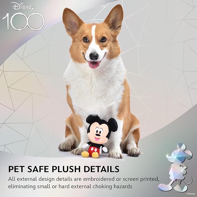 Mickey Mouse Plush Squeaky Dog Toy 6in | Disney Dog Toys | Plush Squeaker Toy for Dogs Inspired by Mickey Mouse, Disney Mickey and Friends