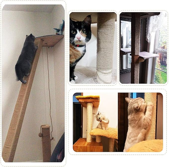 Aoneky Replacement Cat Scratching Post Sisal Rope - Hemp Rope for Cat Tree and Tower (1/4'' 164 Ft)
