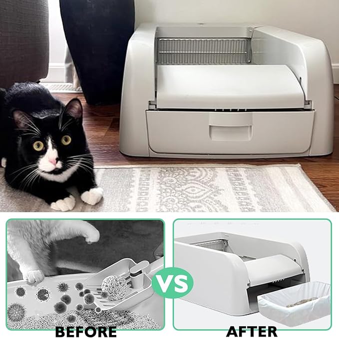 100 Pack Cat Litter Box Liner Bags Compatible with Self-cleaning Cat Litter Box, Thick Heavy Duty Drawstring Waste Drawer Liners Compatible with PURA X/MAX Automatic Litter Box -23" x 12"