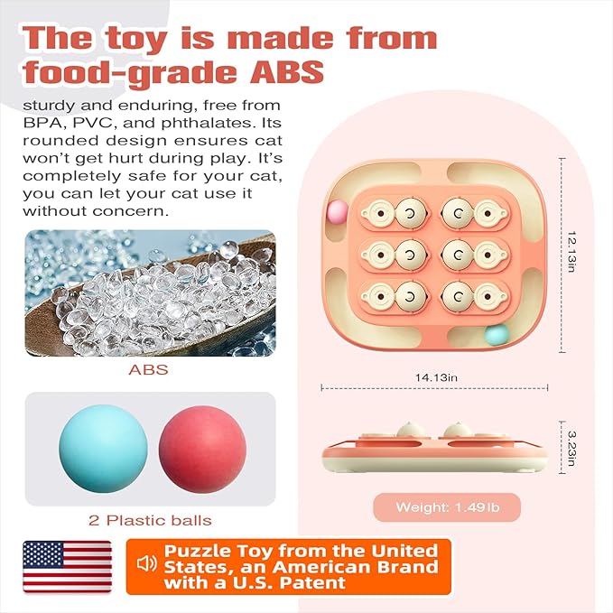 KADTC Cat Puzzle Games Level 2 in 1 Intelligence Mind Game Track Balls Kitten Food Puzzles Toy For Indoor Cats Sensory Activity Enrichment Toys Treat Feeder Entertainment Mental Stimulation Kitty Gift
