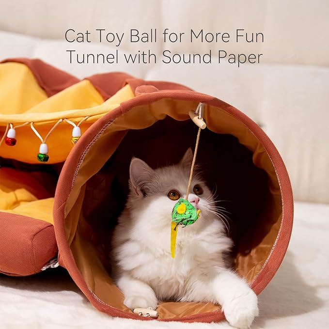 HIPIPET Cat Tunnel for Indoor Cats, Cat Tube with Collapsible Washable Cat Bed,Premium Cat Toy for Small Medium Large Cat.(Bar)…