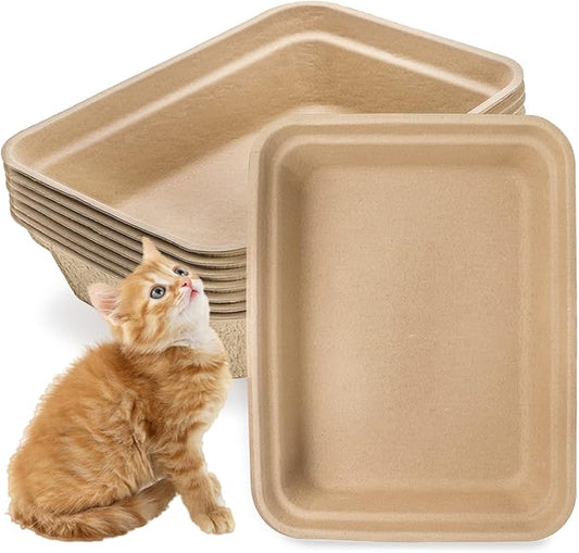 WUWEOT 8 Pack Disposable Cat Litter Box, Paper Cat Litter Tray Pet Litter Pan, 16.7" X 13" X 4" Travel Small Animal Clean Sifting Potty for Indoor Outdoor Cat, Hamster, Guinea Pig, Mice, Bunny