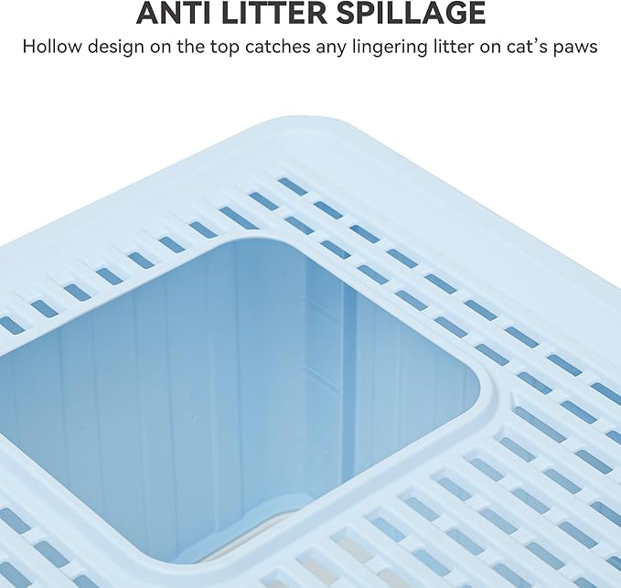 YITAHOME Large Enclosed Cat Litter Box with Cushion, Anti-Splash Closed Litter Boxes with Litter Scoop Front Entry Top Exit Door, Easy to Install and Clean