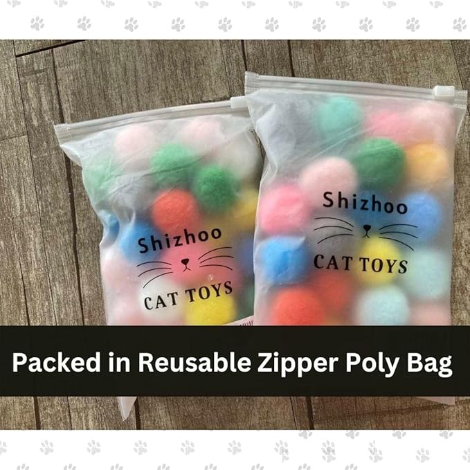 Premium Soft Pom Pom Balls for Kittens - Lightweight, Interactive, Assorted Colors - Plush Toy Balls for Kitten Training and Play - Pet Products for Cats (1.2 Inches 30 Balls)