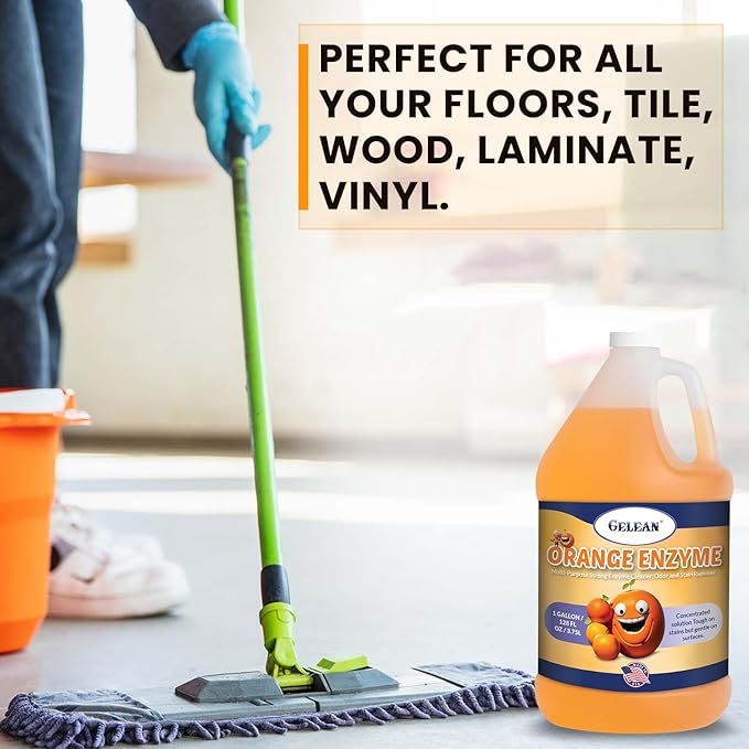 Multi-Purpose Enzyme Cleaner - Concentrate MAKES 64 GALLON - Stain and Odor Eliminator - ORANGE ENZYME - Odor Floor Cleaner USA Made All Purpose Cleaner 128 oz