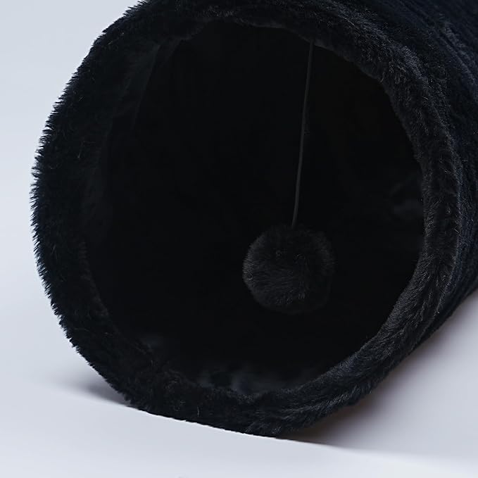 Luxurious Cat Tunnel,43" Straight Cat Tunnel Bed with Balls,Cat Toys for Indoor Cats,Collapsible Peekaboo Cat Cave for Kitten Toys（Gothic）