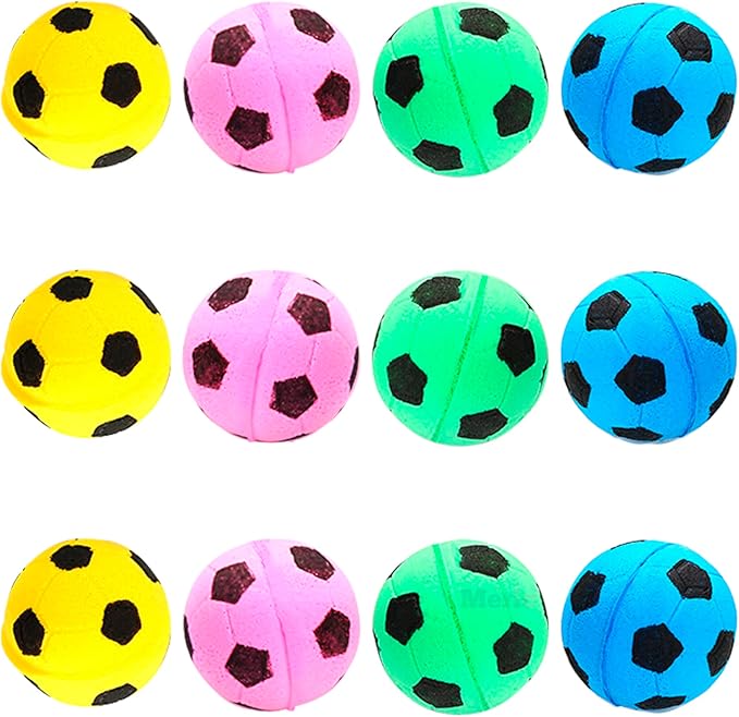 CoCoo Sponge Cat Balls, 1.5 - Inches, Soft Foam Soccer Balls for Exercise and Interactive Activity, Sturdy, Bouncy Balls for Feline (12 Pieces)
