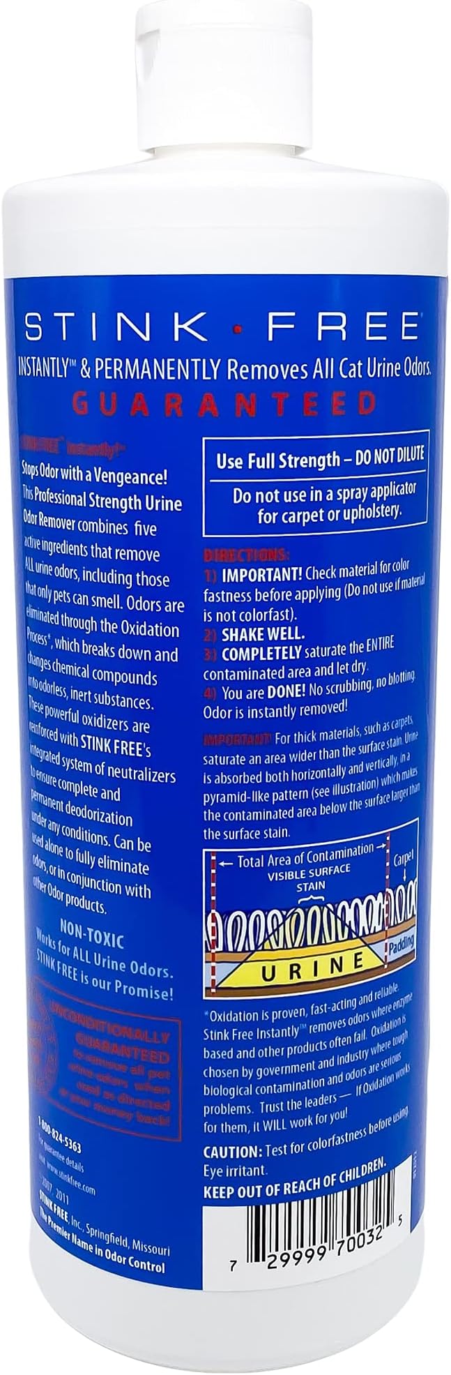 Instantly Urine Odor Remover & Eliminator for Cat Urine - Neutralizer of Cat Pee, Oxidized Based Urine Cleaner Solution for Carpets, Rugs, Mattress, etc. 32 oz bottle (1 Quart)