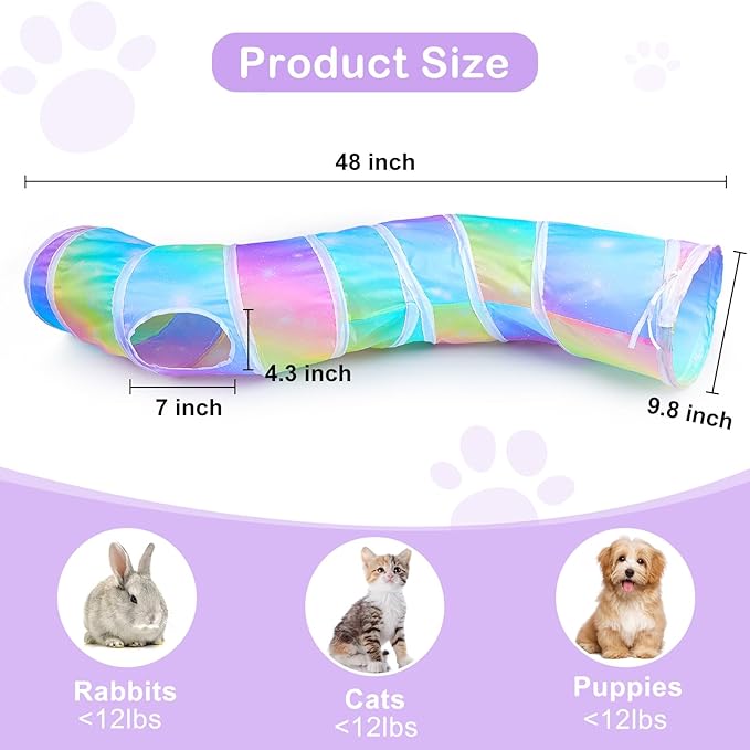 Cat Tunnels for Indoor Cats S-Shape Cat Tunnel Cute Cat Toys Foldable Cat Tube with Mouse Toy Funny Cat Stuff