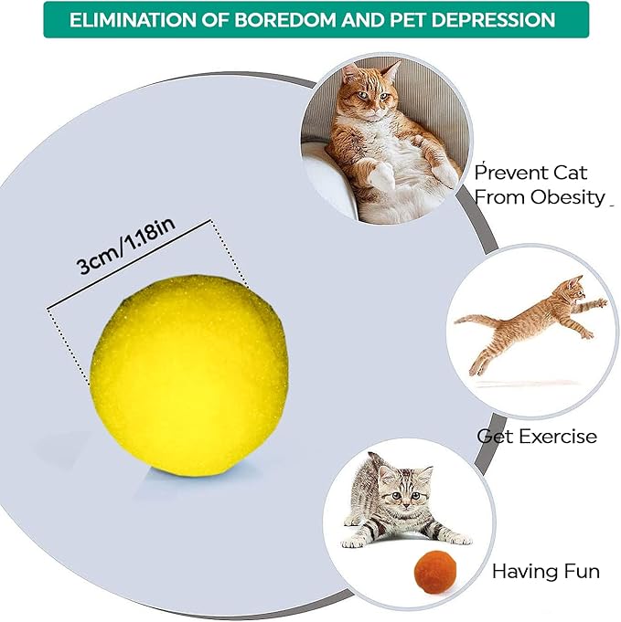 Premium Soft Pom Pom Balls for Kittens - Lightweight, Interactive, Assorted Colors - Plush Toy Balls for Kitten Training and Play - Pet Products for Cats (1.2 Inches 30 Balls)