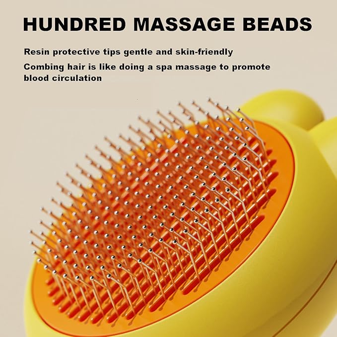 YINGFAN Cat Brushes for Indoor Cats, Self Cleaning Cat Brush for Shedding, Cat Hair Brush with Release Button, 7.9 Inch (White)