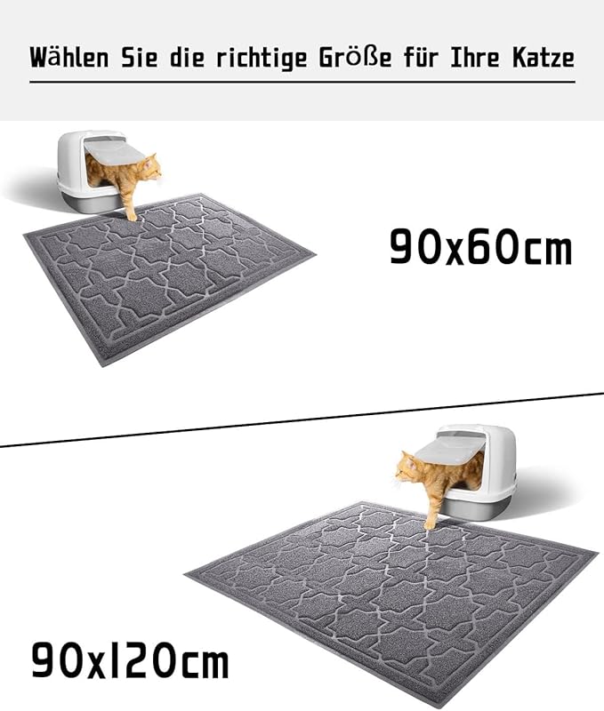 Yimobra Cat Litter Mat, 47"x36" Litter Box Mat with Litter Lock Mesh, Soft Cat Litter Mat Litter Trapping Mat, Easy to Clean, Non-Slip, Water Resistant, Litter Free Floors, Dark Grey