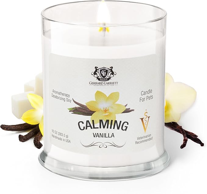 Pet Odor Eliminator Candle Calming Vanilla Scented Candles for Home Decor - Calming Candles Aromatherapy, Soy Wax Pet Candles Odor Eliminator for Home - Pet Friendly Candles by Gerrard Larriett